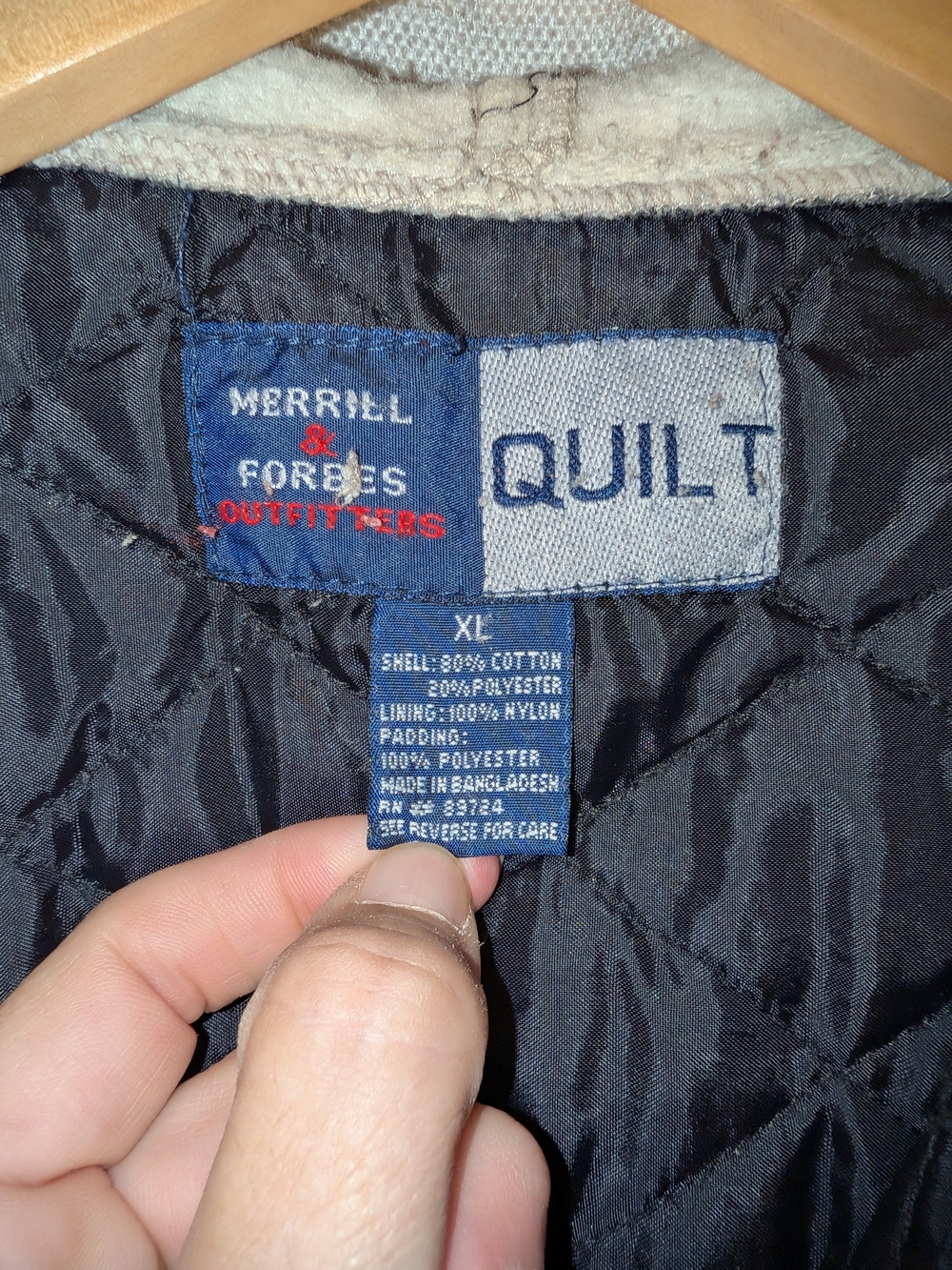 Vintage Merrill & Forbes Outfitters Quilted Lined Plaid Zip Hooded Jacket XL - Picture 5 of 16